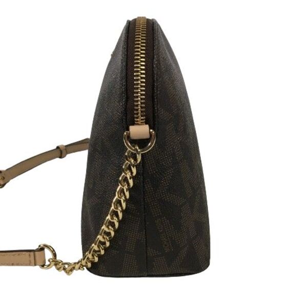 Michael Kors Cindy MK Signature Dome Crossbody Bag Brown Gold Logo 38H9CCPC3B - Picture 14 of 16